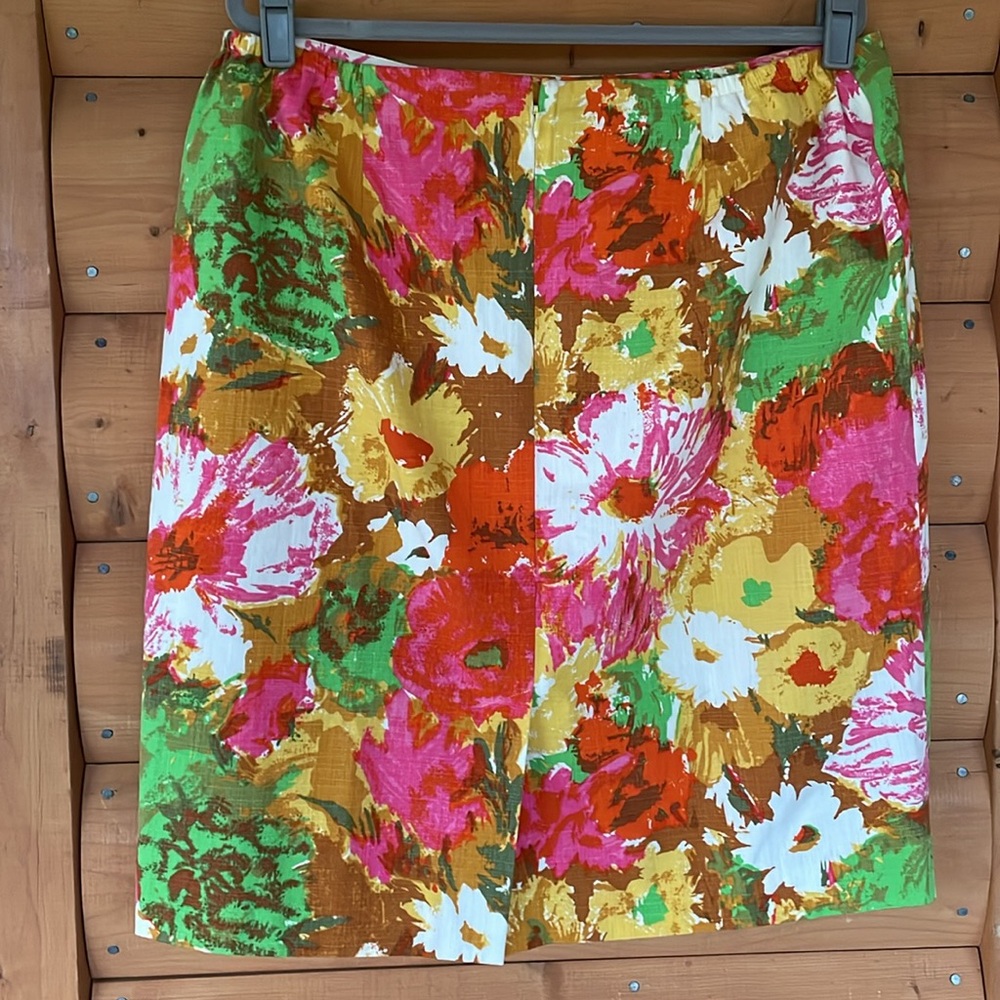 Talbots Floral Skirt Pink Orange Yellow Abstract Flowers Plus Size 16W. EUC - Picture 9 of 12